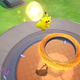 Pikachu dunks a glowing yellow orb into a hoop in Pokémon Unite.